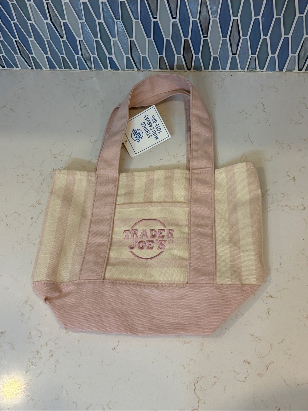 Trader Joe's Pink Stripe Canvas Tote